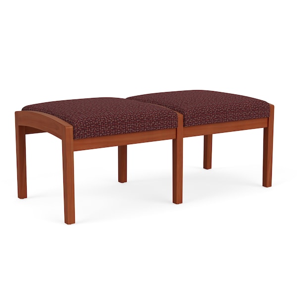 Lenox Wood 2 Seat Bench Wood Frame, Cherry, RF Nebbiolo Upholstery